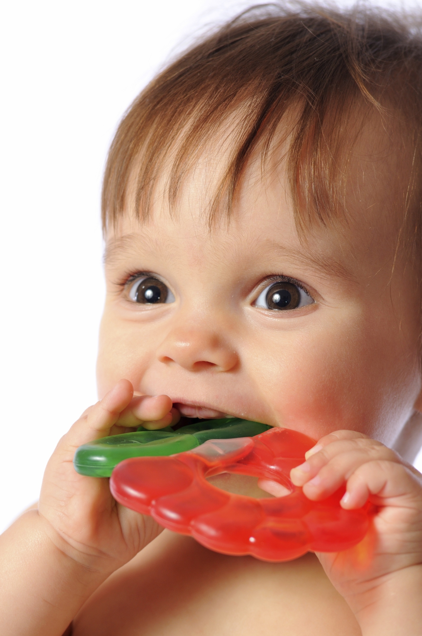 Baby with teething toys